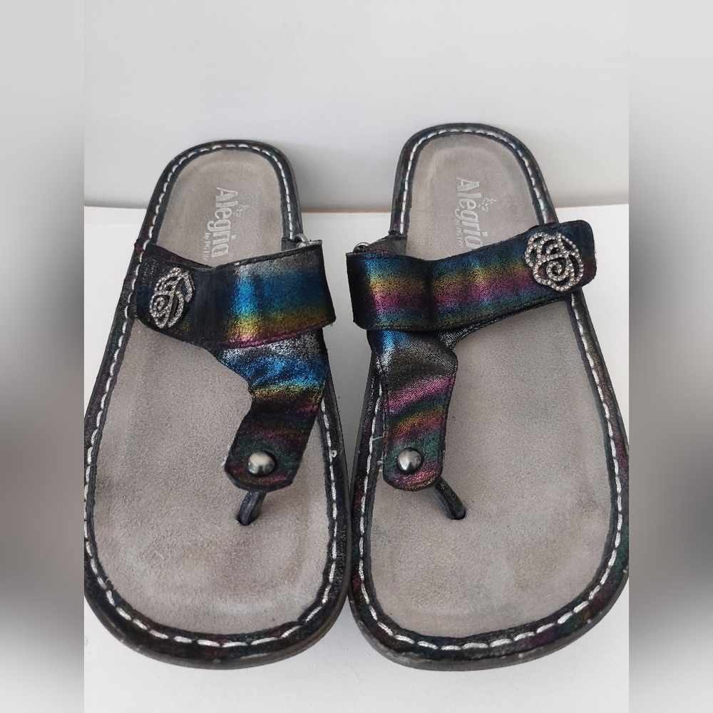 Alegria Iridescent Black Sandals